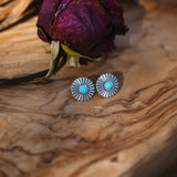Turquoise Petal Studs - Golden Road Crafted