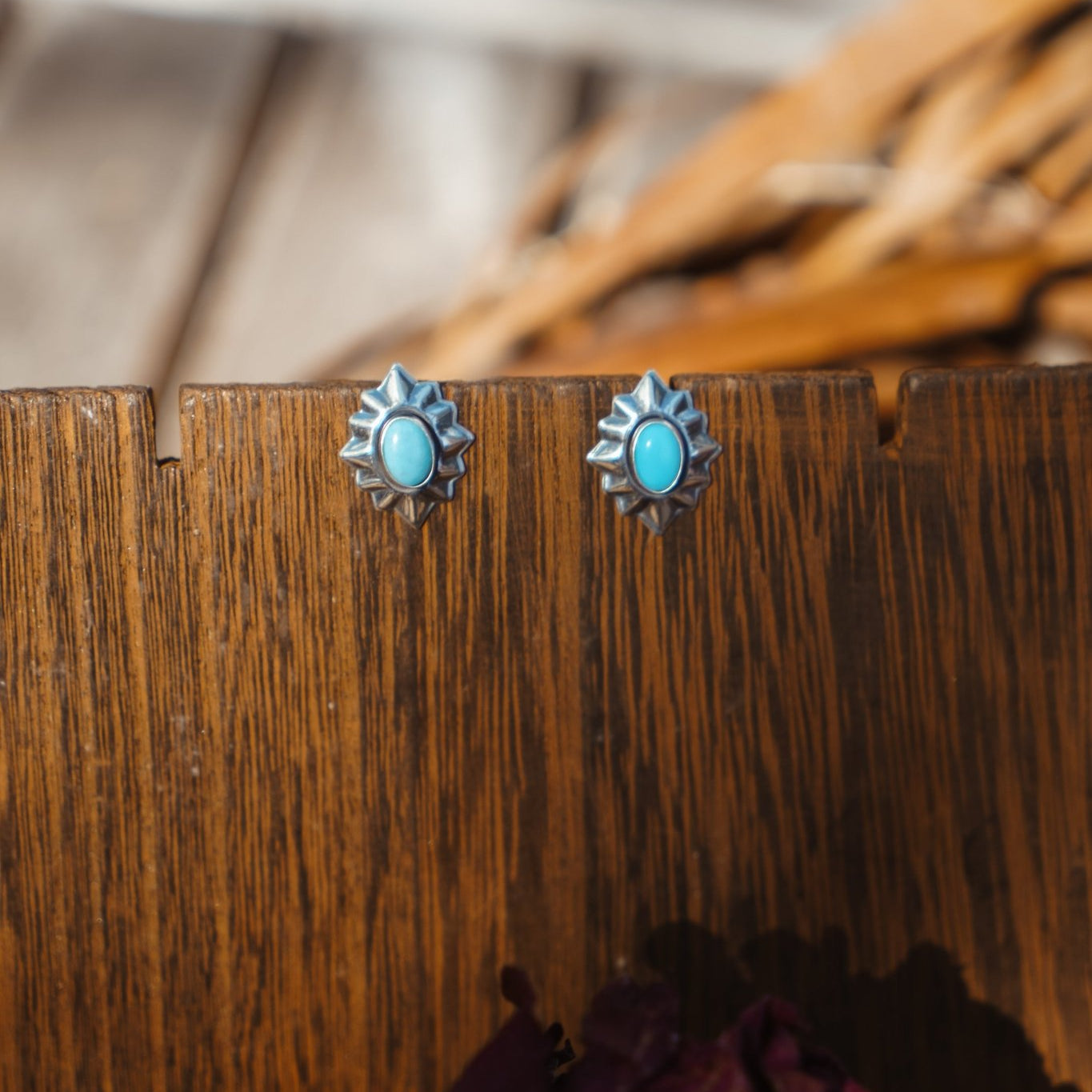 Turquoise Starlight Studs - Golden Road Crafted