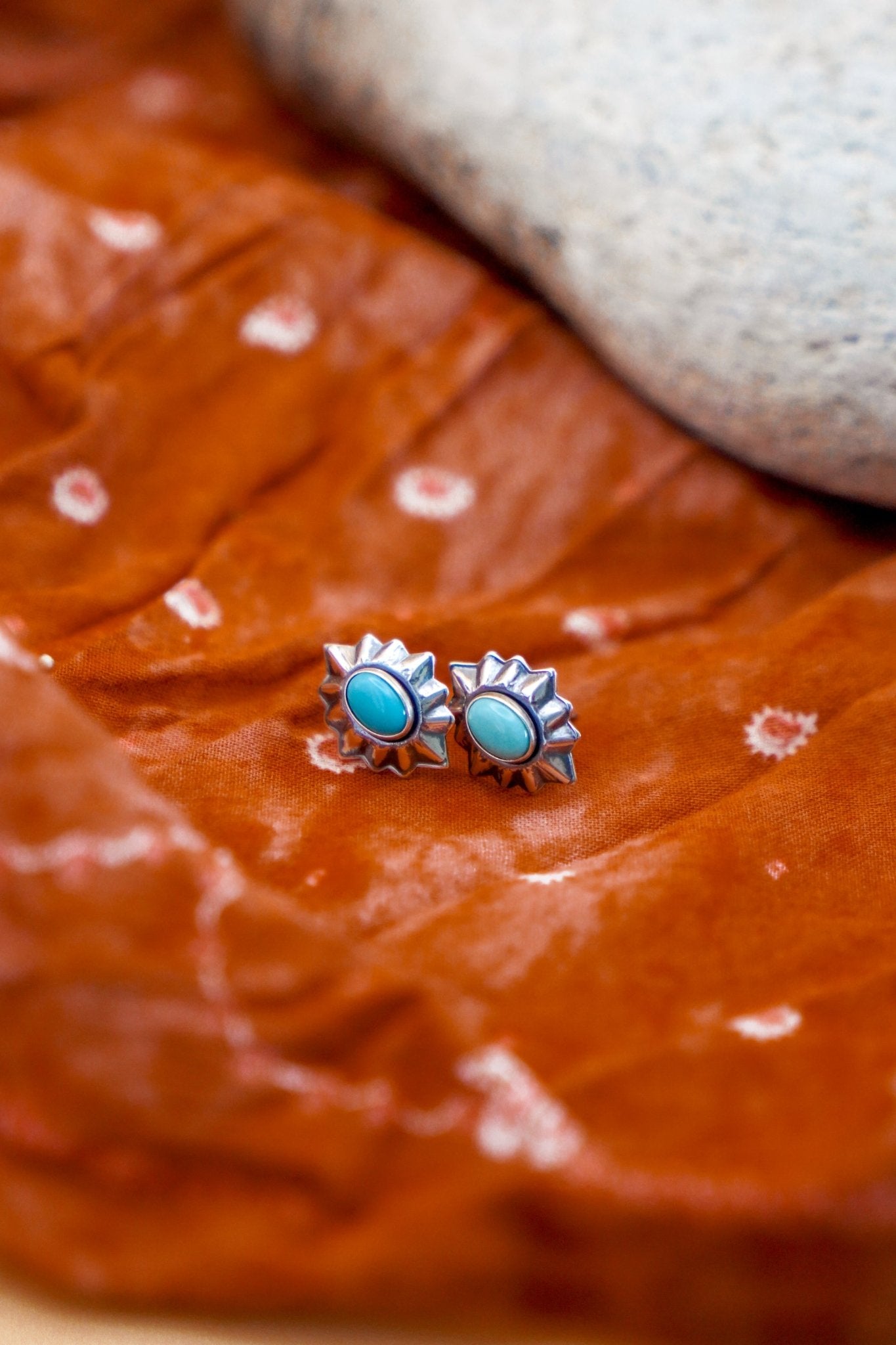 Turquoise Stud Earrings - Golden Road Crafted