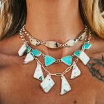 Tyrone Turquoise Charm Necklace - Golden Road Crafted