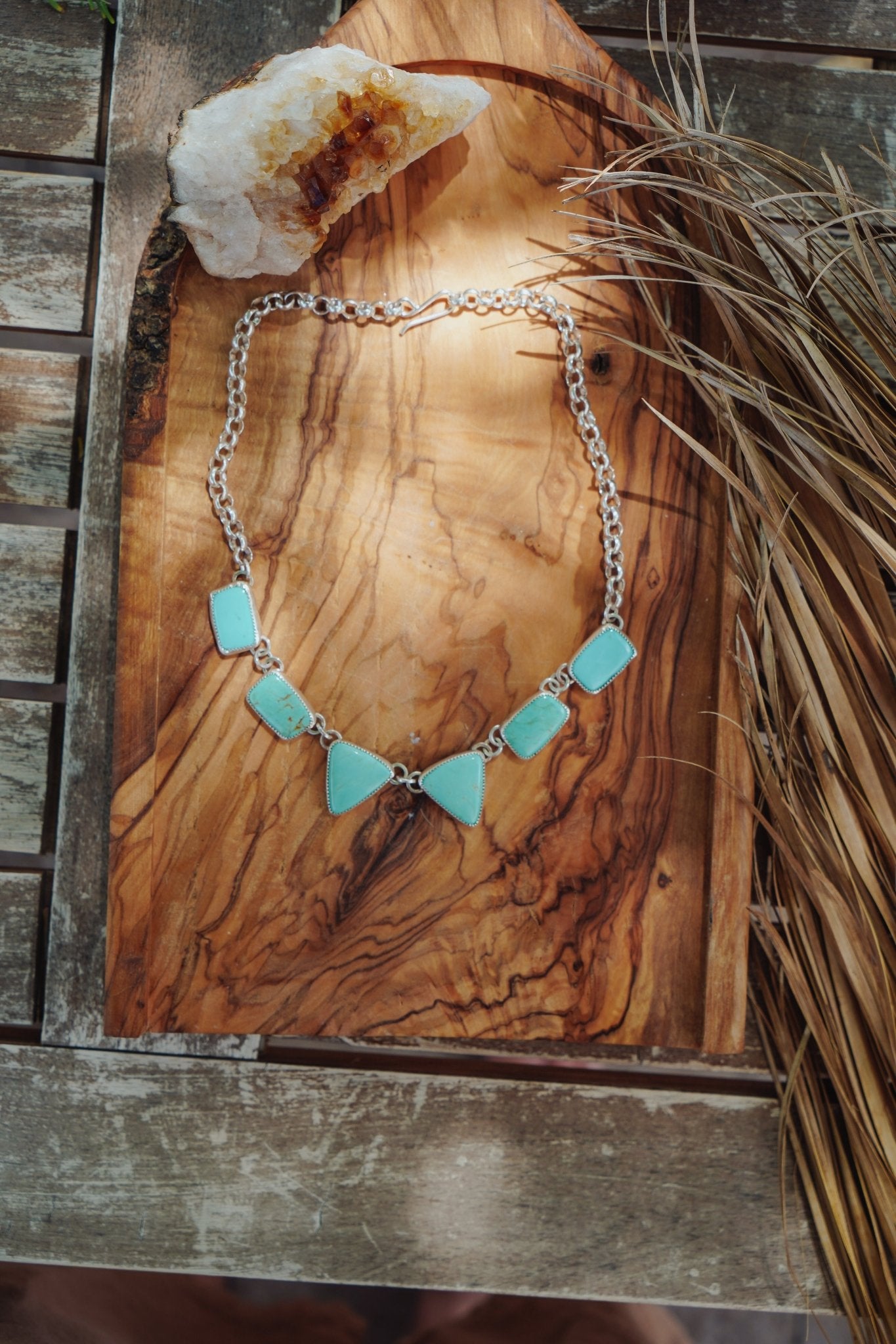 Tyrone Turquoise Charm Necklace - Golden Road Crafted