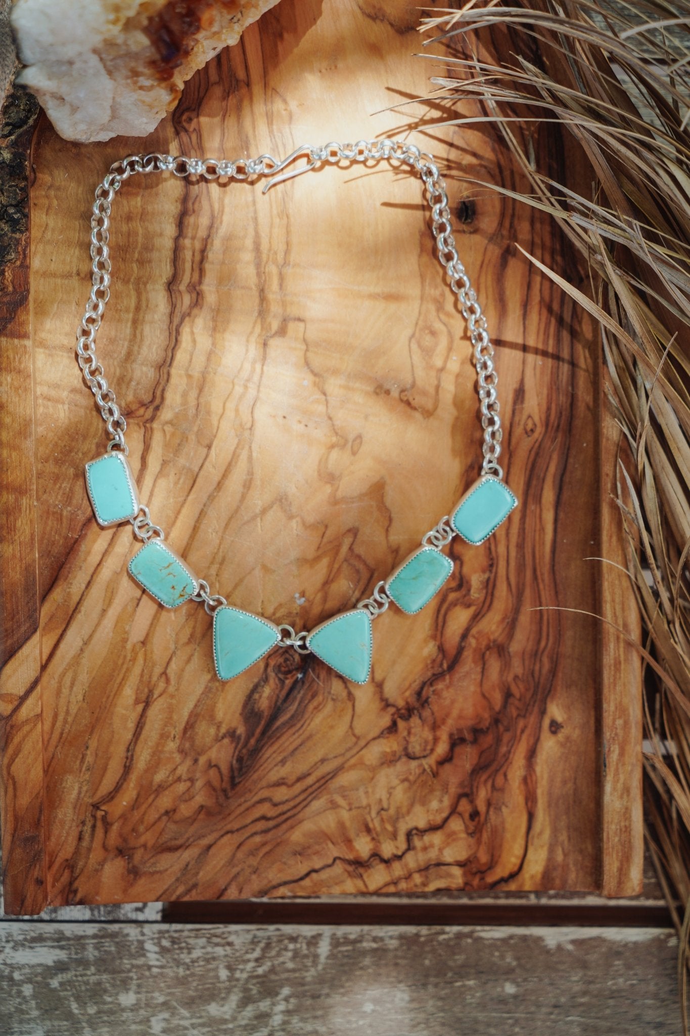 Tyrone Turquoise Charm Necklace - Golden Road Crafted