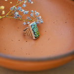 Ventana Ring in Hubei Turquoise (Size 6.5) - Golden Road Crafted
