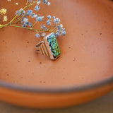 Ventana Ring in Hubei Turquoise (Size 6.5) - Golden Road Crafted