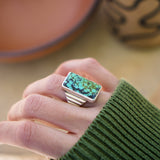 Ventana Ring in Hubei Turquoise (Size 6.5) - Golden Road Crafted