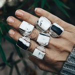 Ventana Ring in White Buffalo (Size 6) - Golden Road Crafted