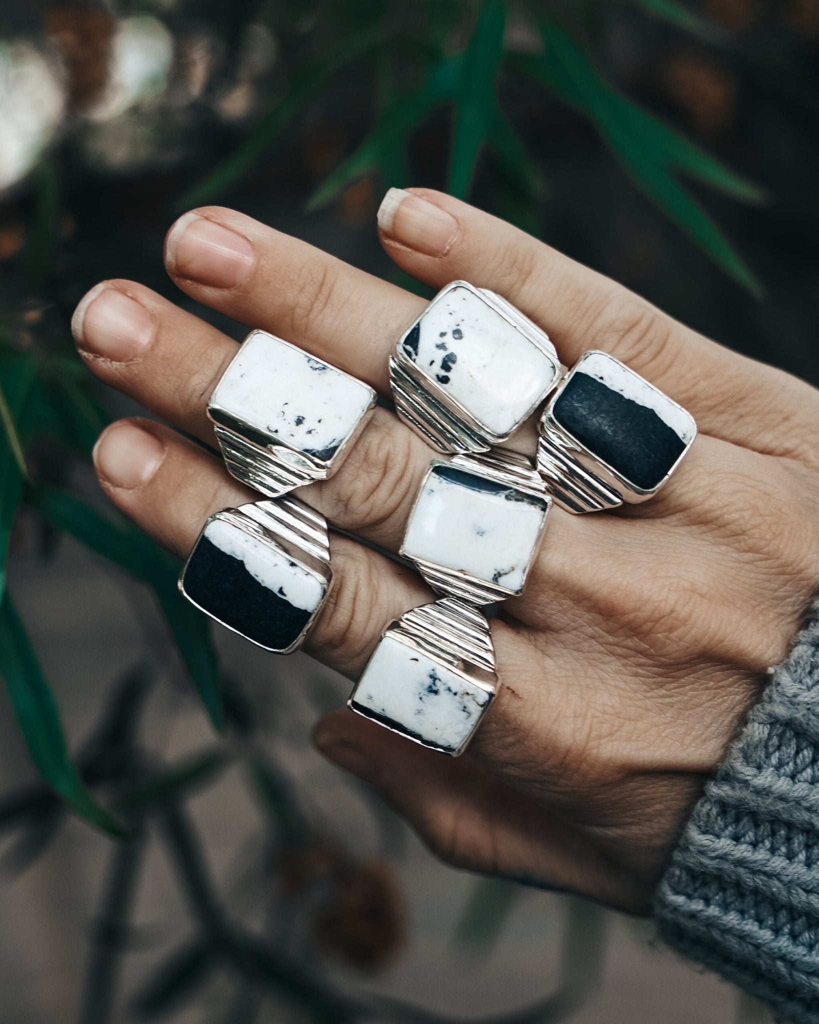 Ventana Ring in White Buffalo (Size 6) - Golden Road Crafted