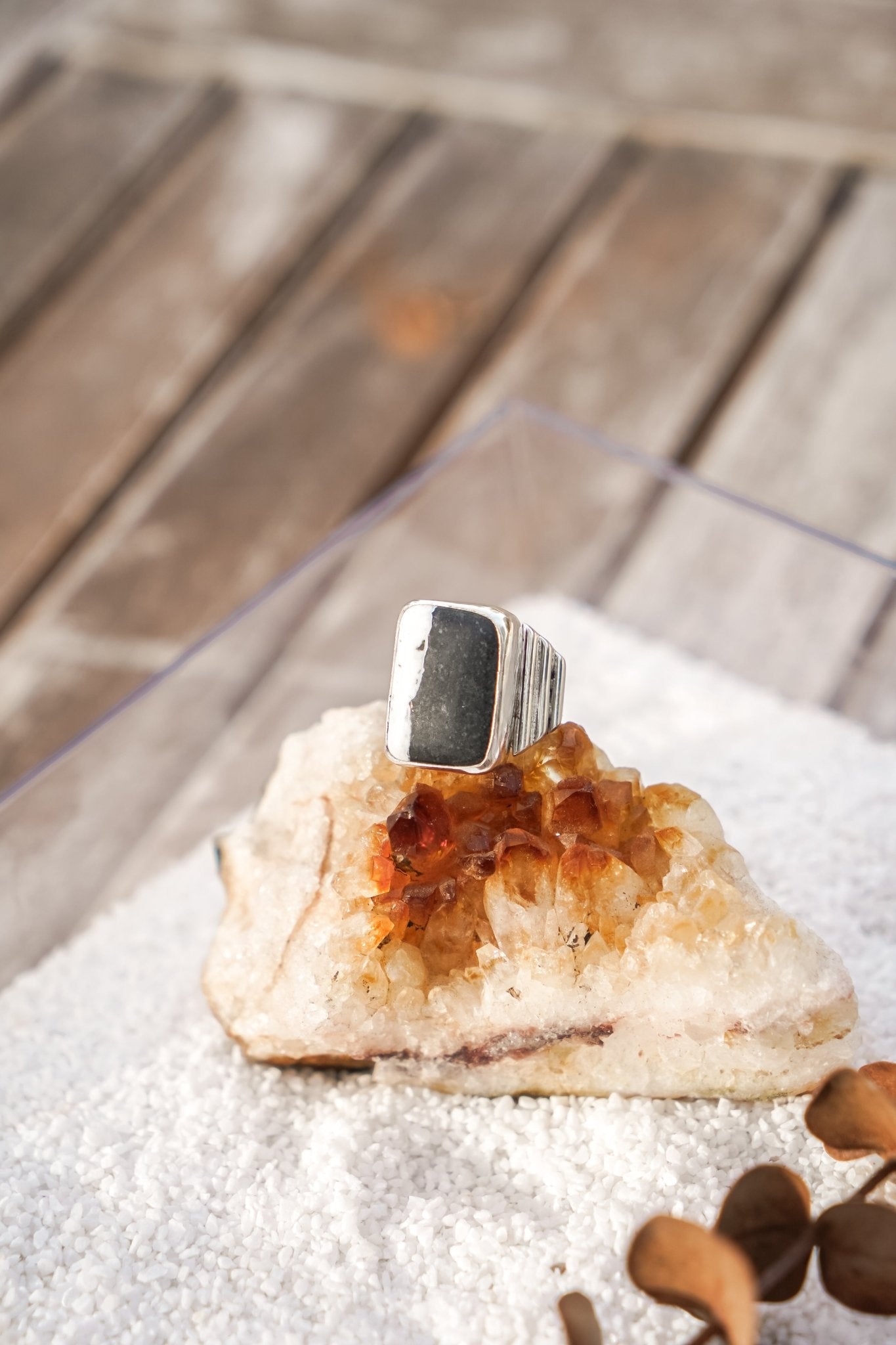 Ventana Ring in White Buffalo (Size 6) - Golden Road Crafted