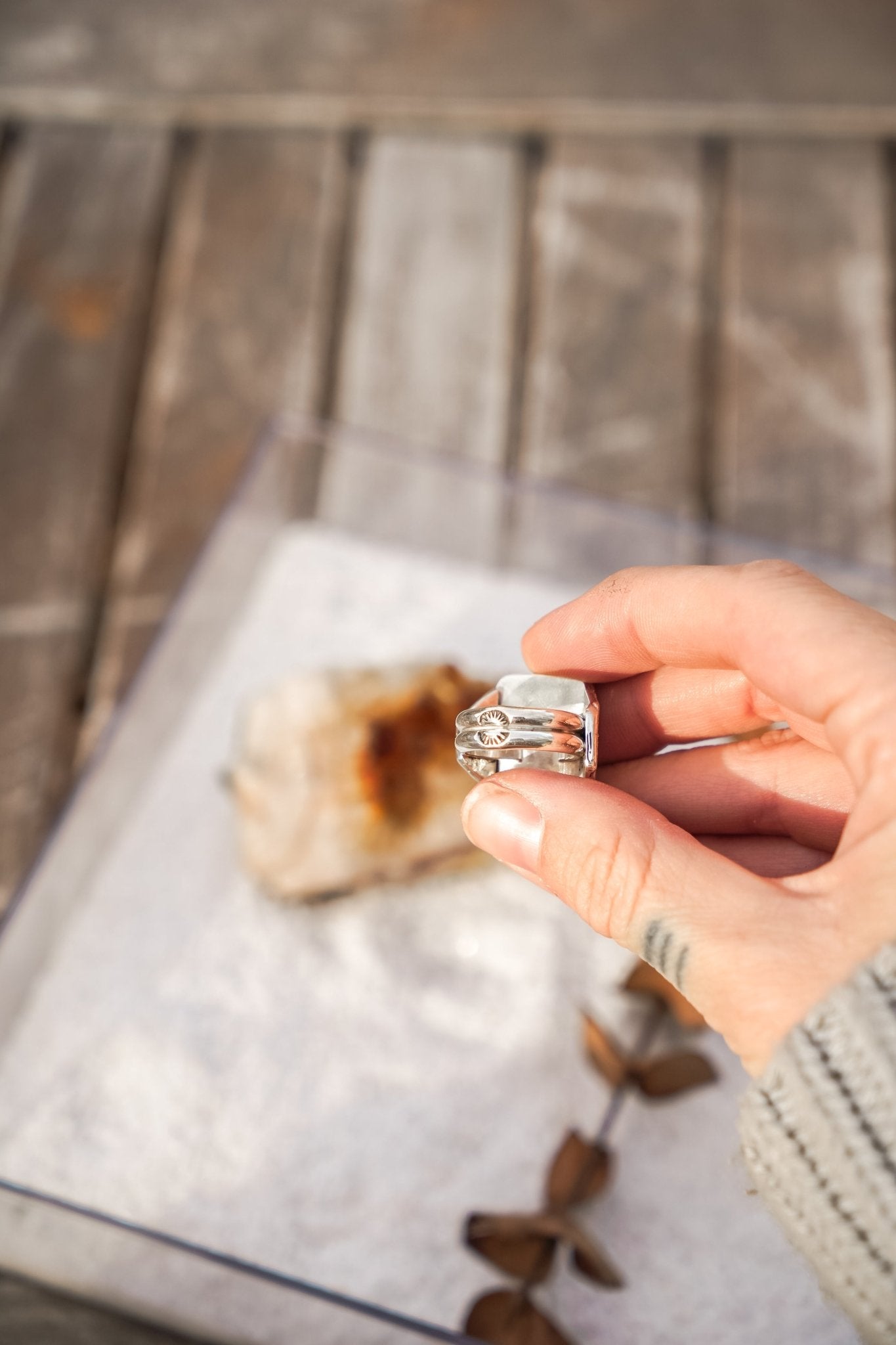 Ventana Ring in White Buffalo (Size 6) - Golden Road Crafted