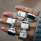 Ventana Ring in White Buffalo (Size 6) - Golden Road Crafted