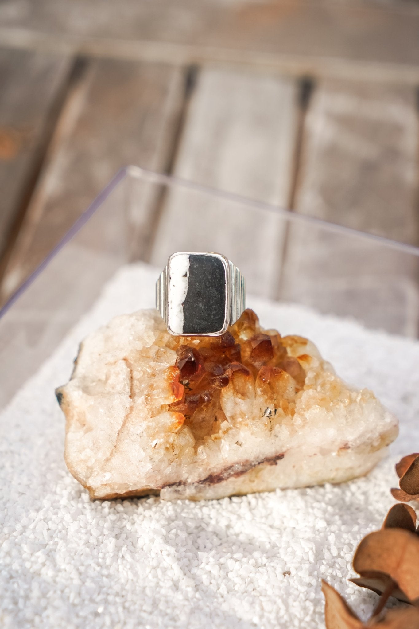 Ventana Ring in White Buffalo (Size 6) - Golden Road Crafted