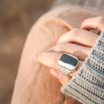 Ventana Ring in White Buffalo (Size 7) - Golden Road Crafted