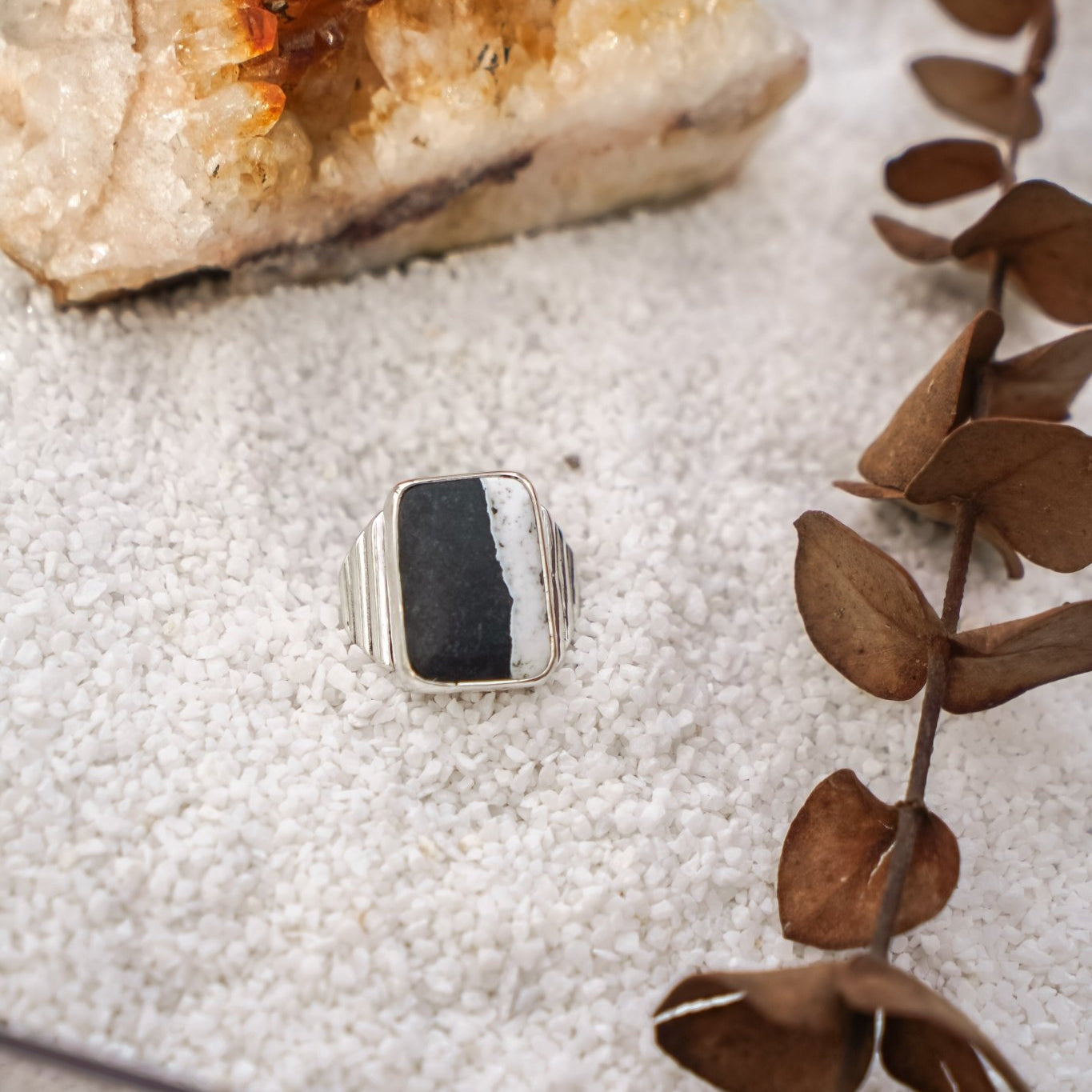 Ventana Ring in White Buffalo (Size 7) - Golden Road Crafted
