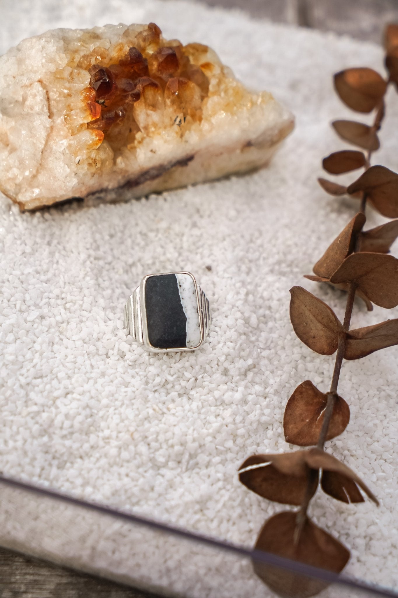 Ventana Ring in White Buffalo (Size 7) - Golden Road Crafted