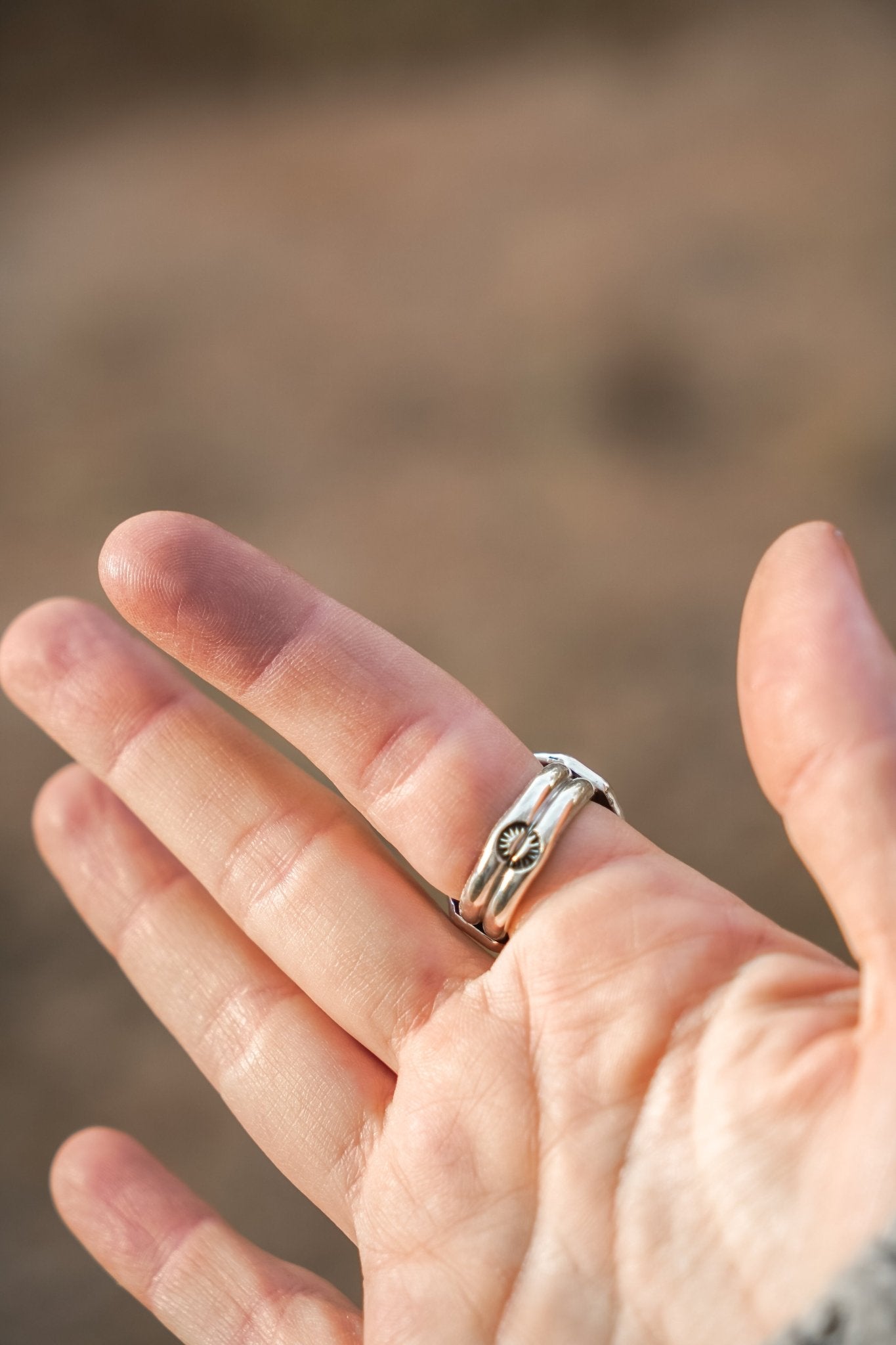 Ventana Ring in White Buffalo (Size 7) - Golden Road Crafted
