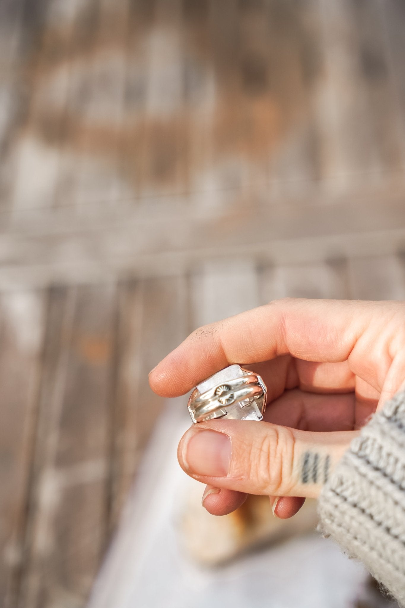 Ventana Ring in White Buffalo (Size 7.5) - Golden Road Crafted