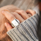 Ventana Ring in White Buffalo (Size 7.5) - Golden Road Crafted
