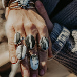 Ventana Ring in White Buffalo (Size 7.5) - Golden Road Crafted