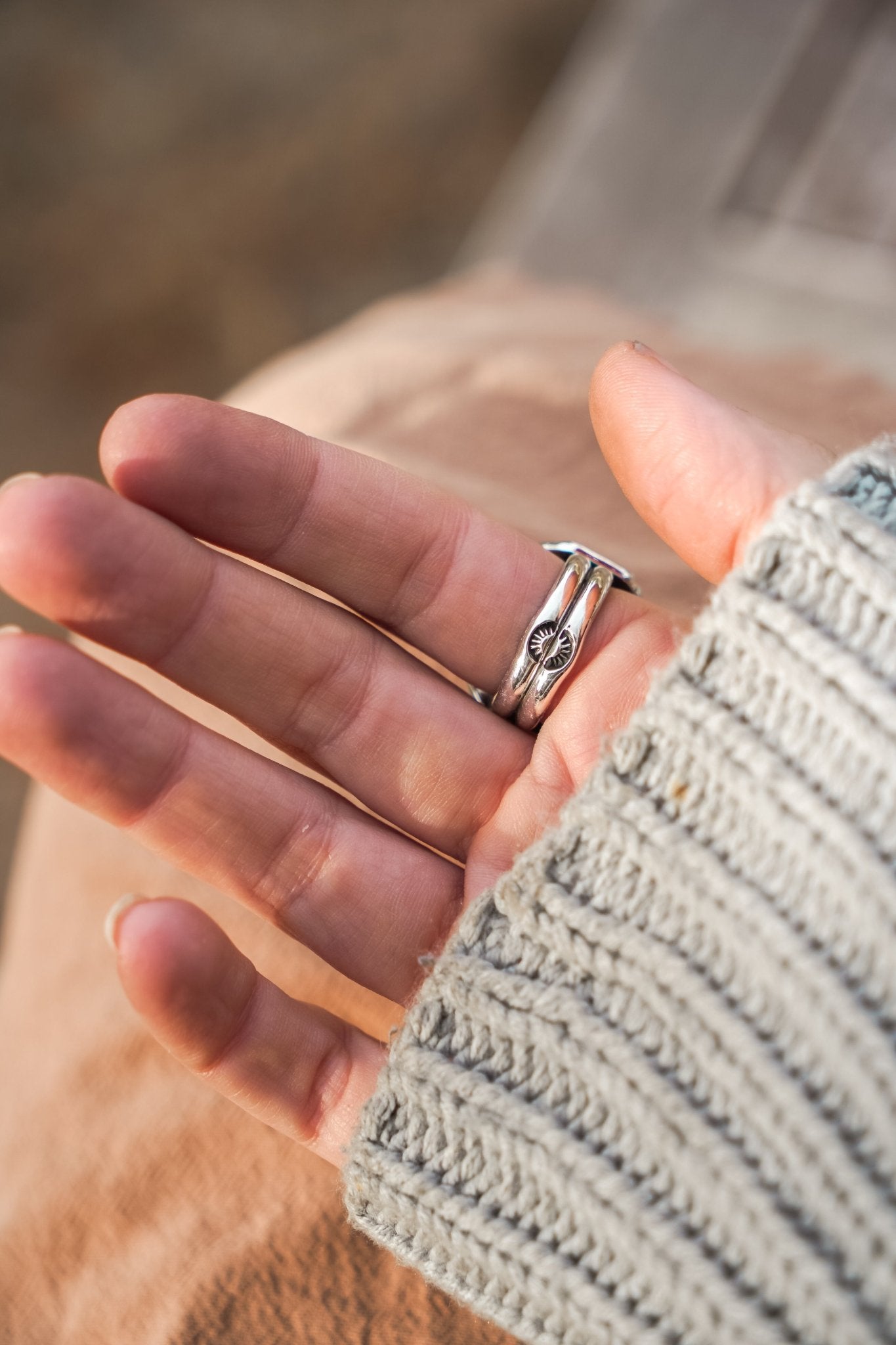 Ventana Ring in White Buffalo (Size 9) - Golden Road Crafted