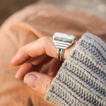 Ventana Ring in White Buffalo (Size 9) - Golden Road Crafted