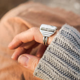 Ventana Ring in White Buffalo (Size 9) - Golden Road Crafted