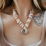 Vintage Puka Shell Necklace with Sterling Silver Shell - Golden Road Crafted
