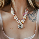 Vintage Puka Shell Necklace with Sterling Silver Shell - Golden Road Crafted