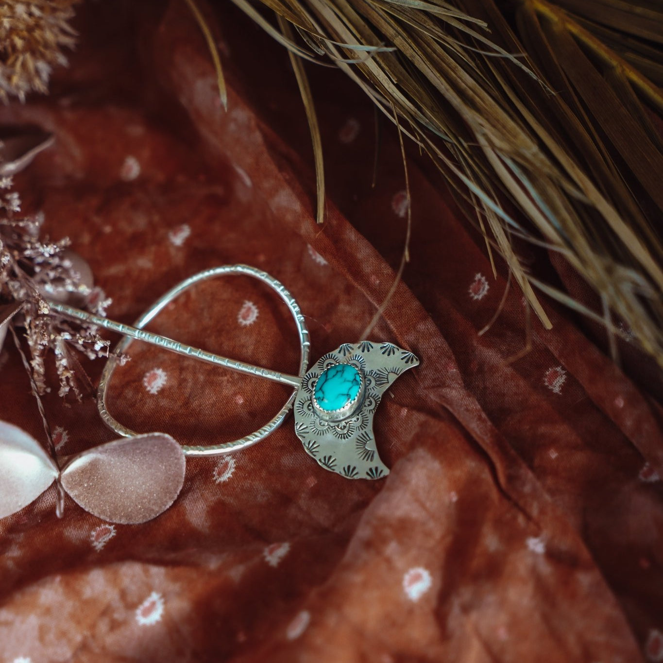 Wanderer Hairpin in Egyptian Turquoise - Golden Road Crafted