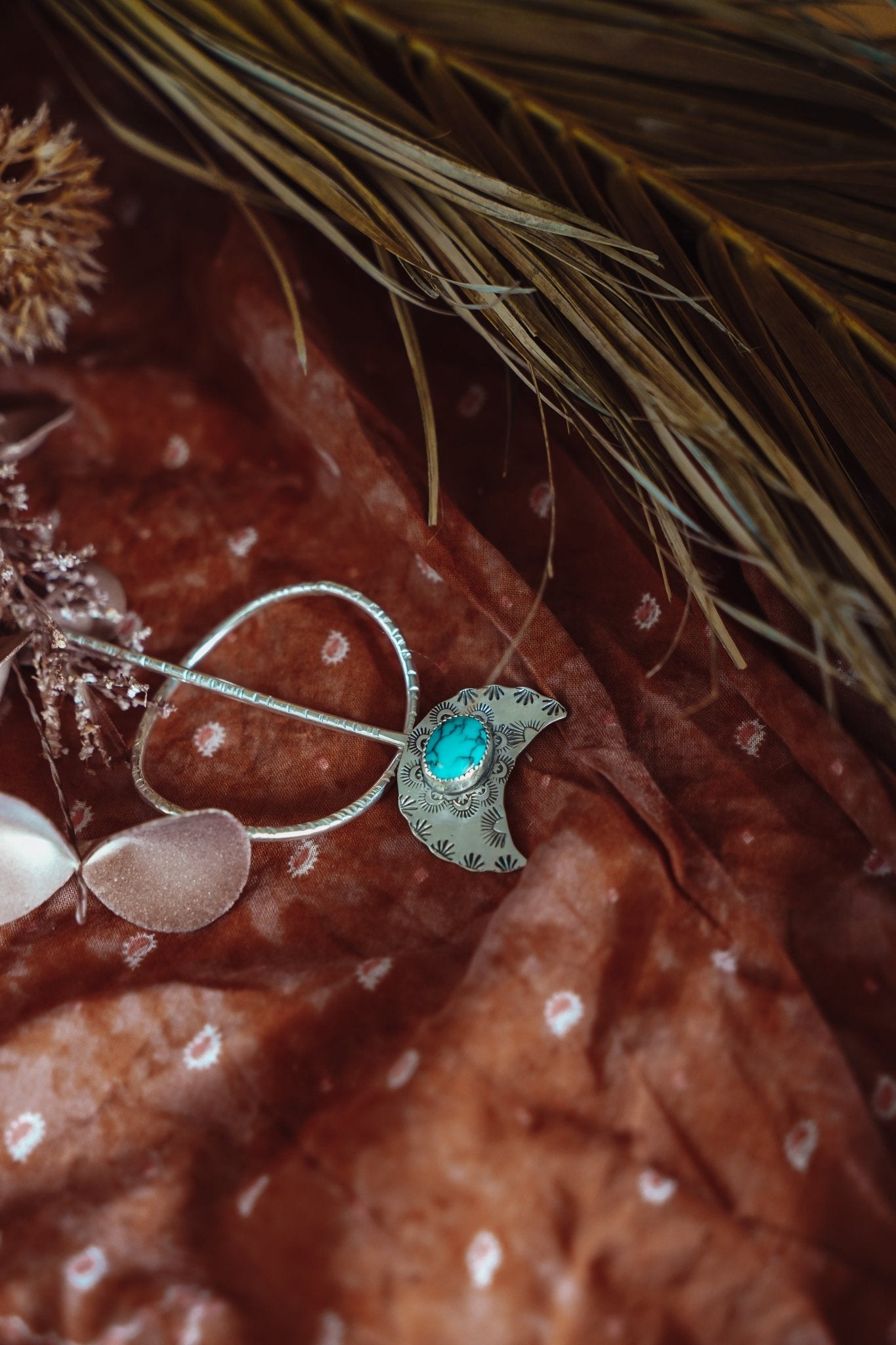 Wanderer Hairpin in Egyptian Turquoise - Golden Road Crafted