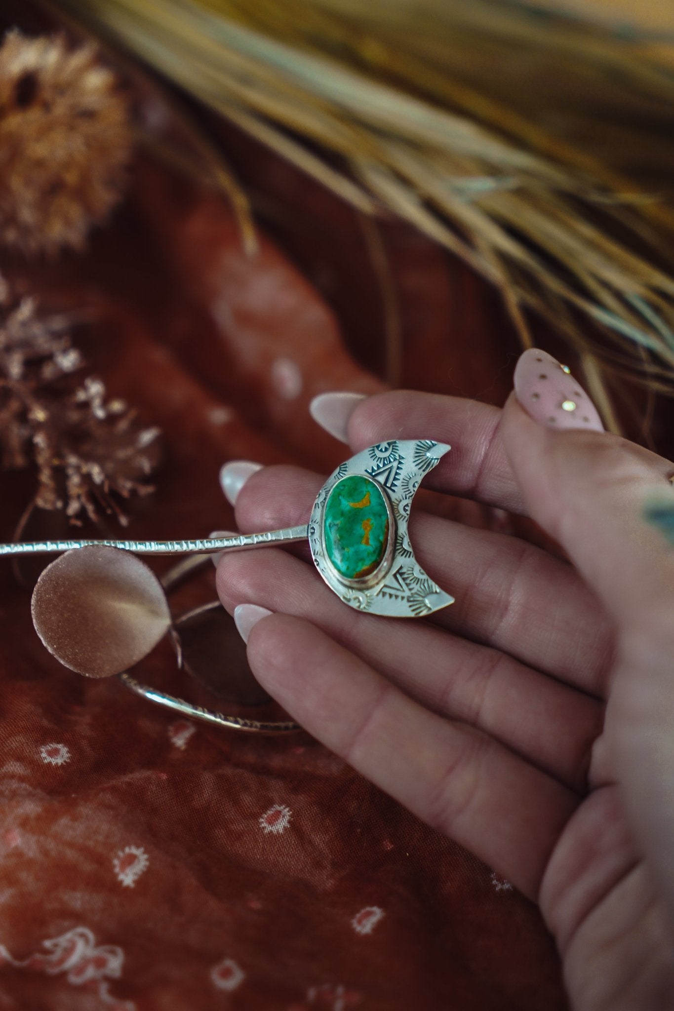 Wanderer Hairpin in Kingman Turquoise - Golden Road Crafted