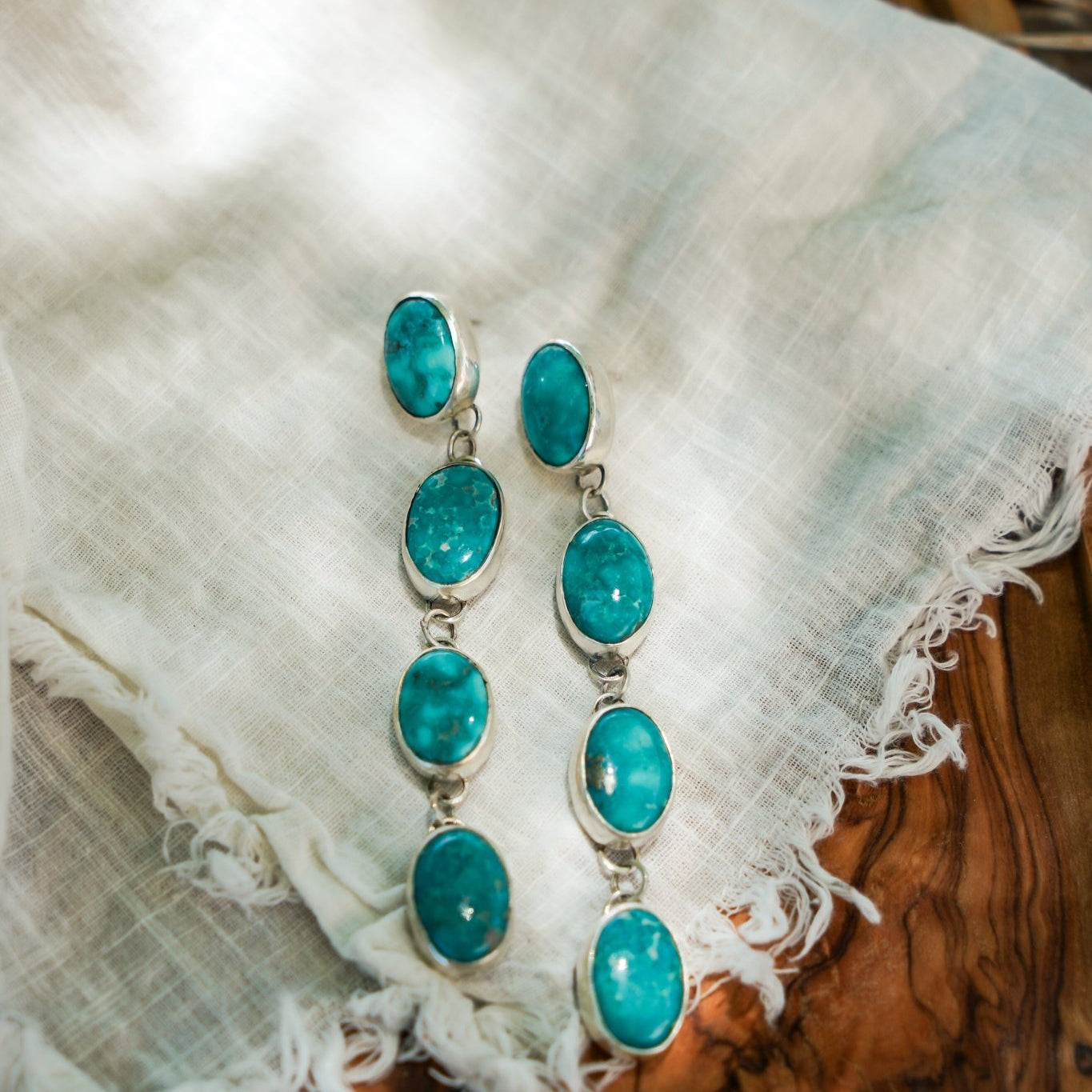 Waterfall Studs in Whitewater Turquoise - Golden Road Crafted