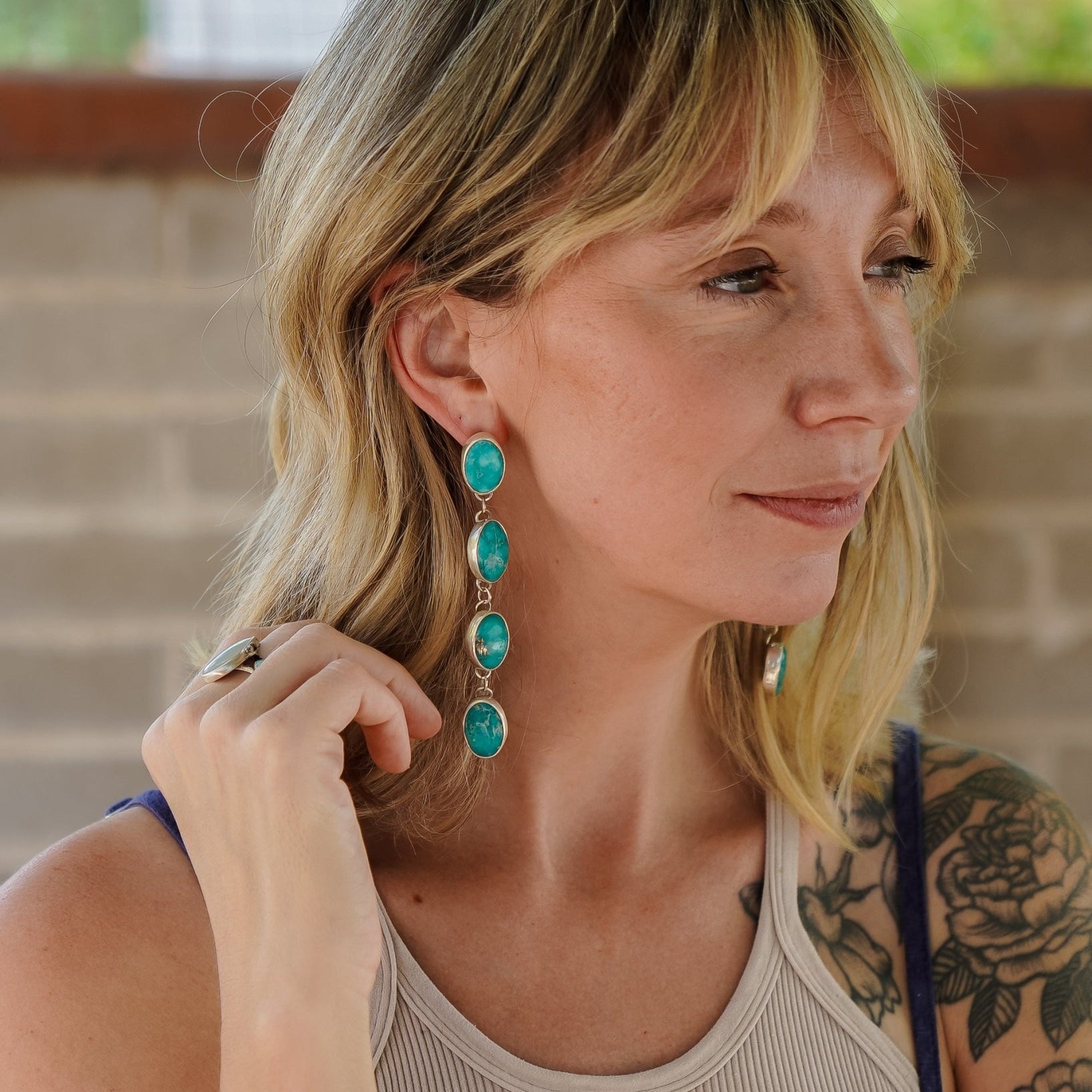 Waterfall Studs in Whitewater Turquoise - Golden Road Crafted