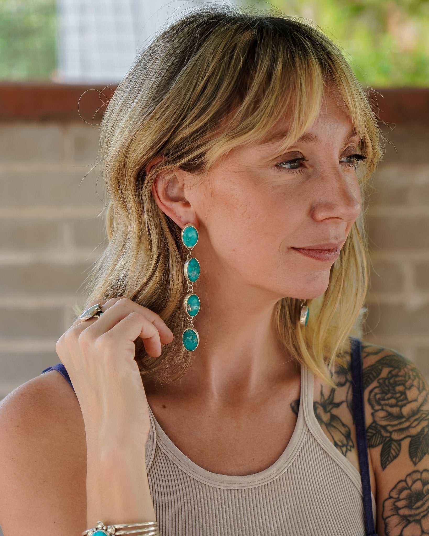 Waterfall Studs in Whitewater Turquoise - Golden Road Crafted