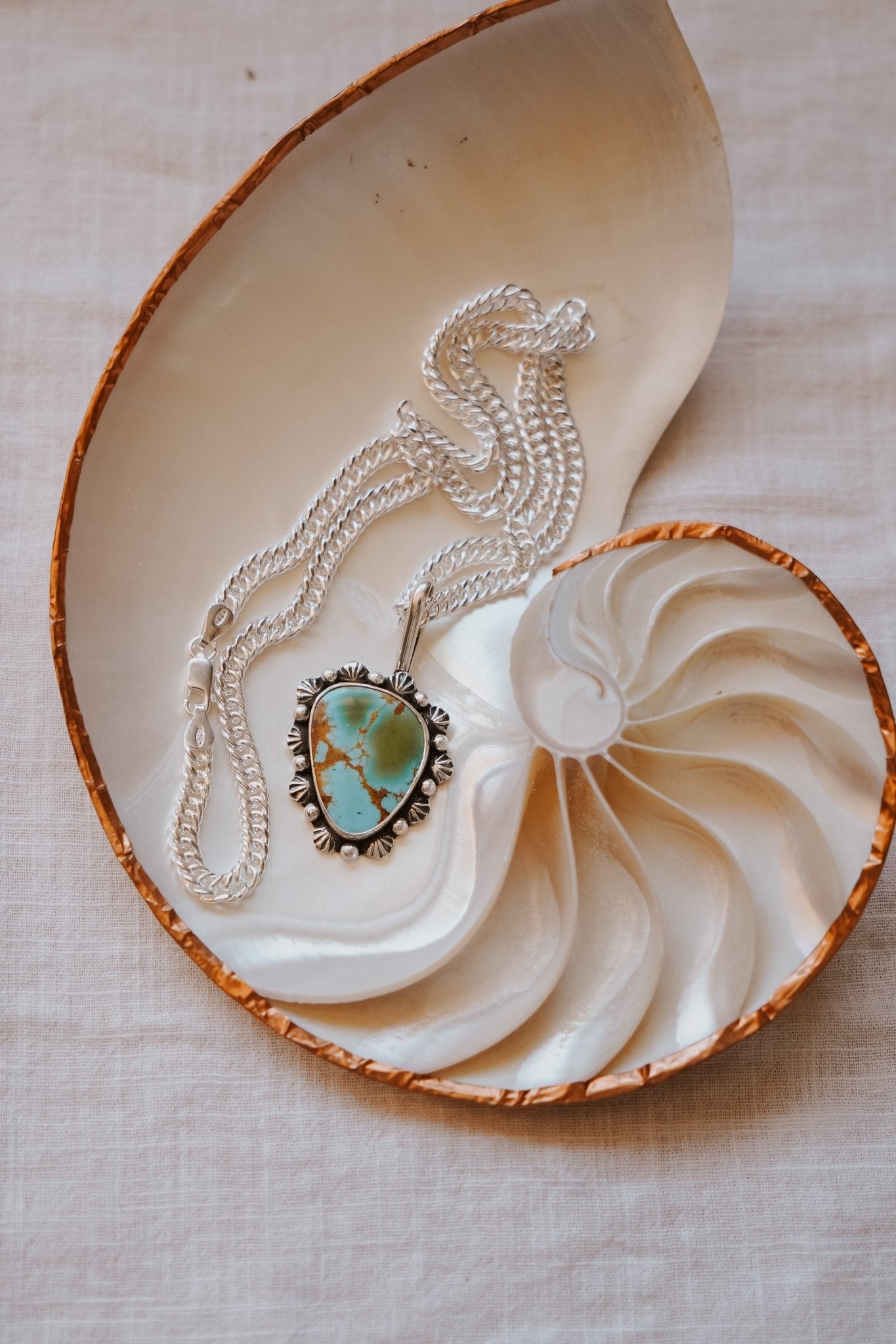 Wave Rider Necklace in Kingman Turquoise - Golden Road Crafted