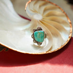 Wavy Lace Ring in Tyrone Turquoise (Size 7) - Golden Road Crafted