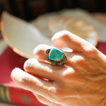 Wavy Lace Ring in Tyrone Turquoise (Size 7) - Golden Road Crafted