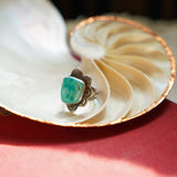 Wavy Lace Ring in Tyrone Turquoise (Size 8.25) - Golden Road Crafted