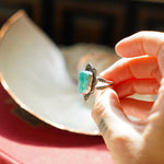 Wavy Lace Ring in Tyrone Turquoise (Size 8.25) - Golden Road Crafted