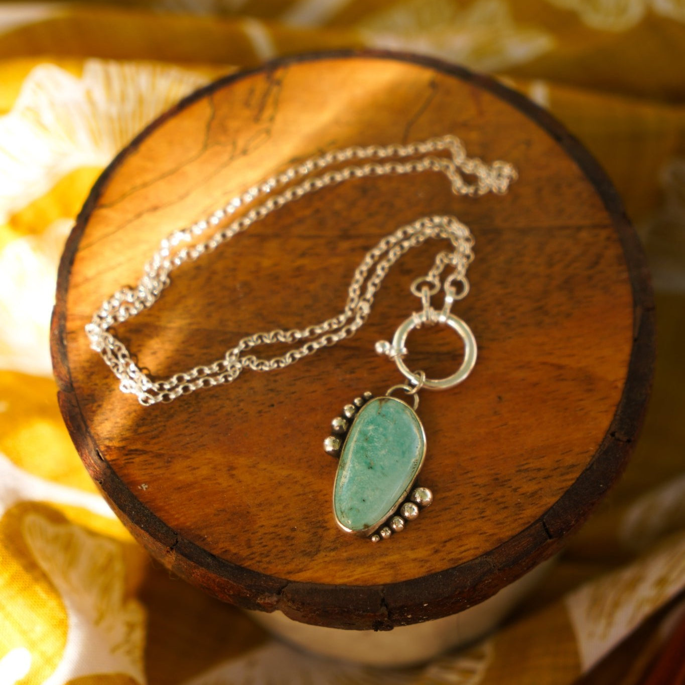 Whirlpool Necklace in Kingman Turquoise - Golden Road Crafted