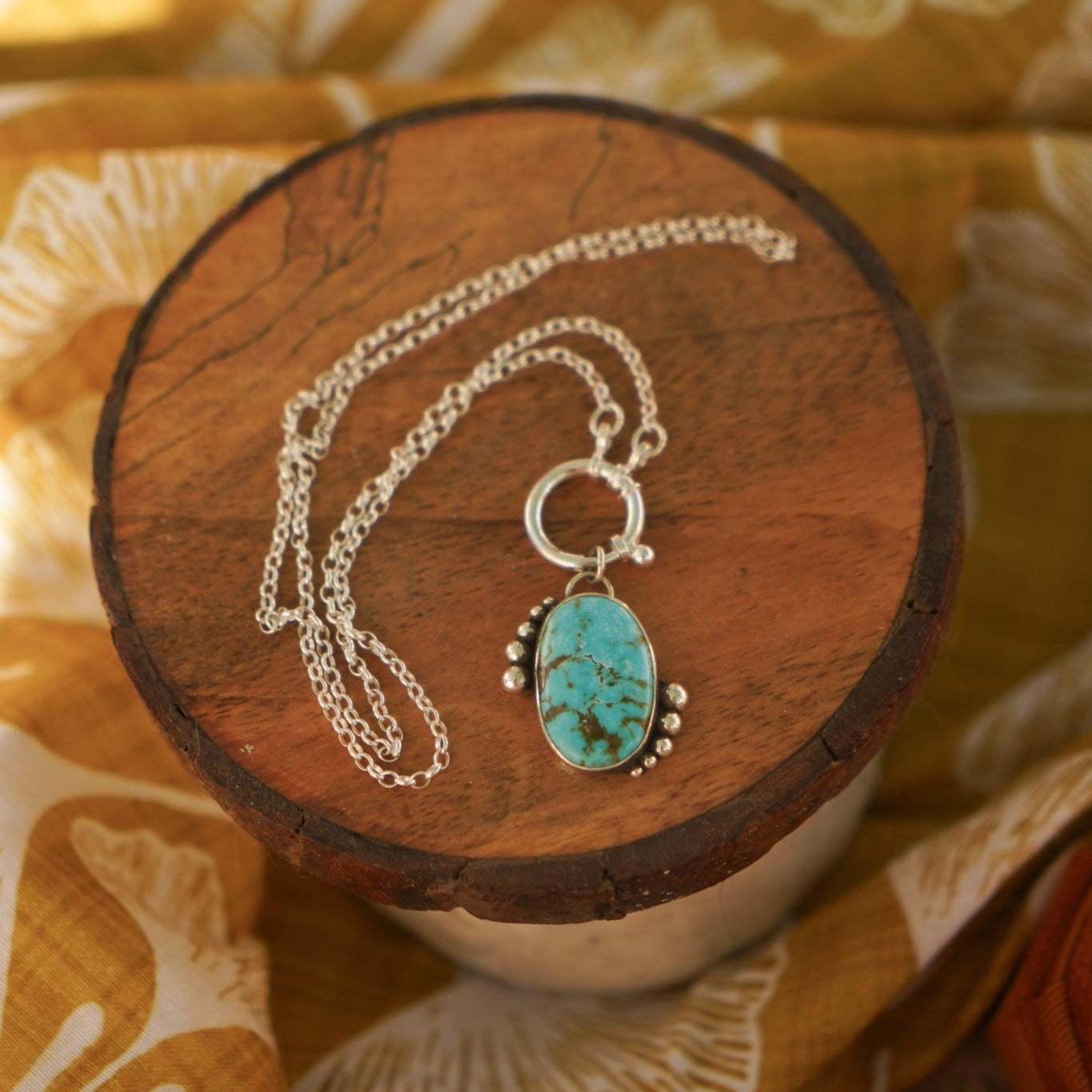 Whirlpool Necklace in Kingman Turquoise - Golden Road Crafted