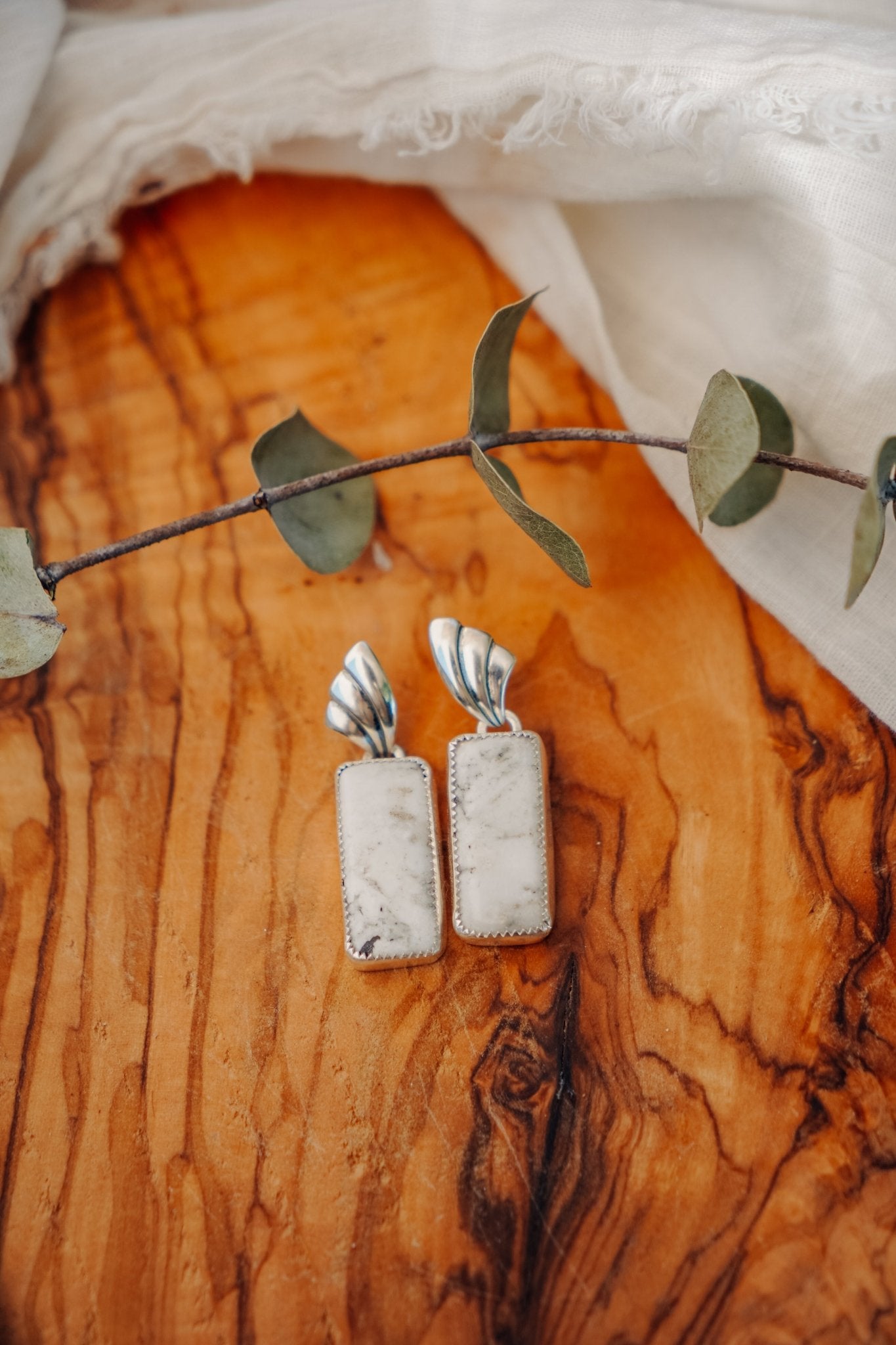 White Buffalo Earrings - Golden Road Crafted