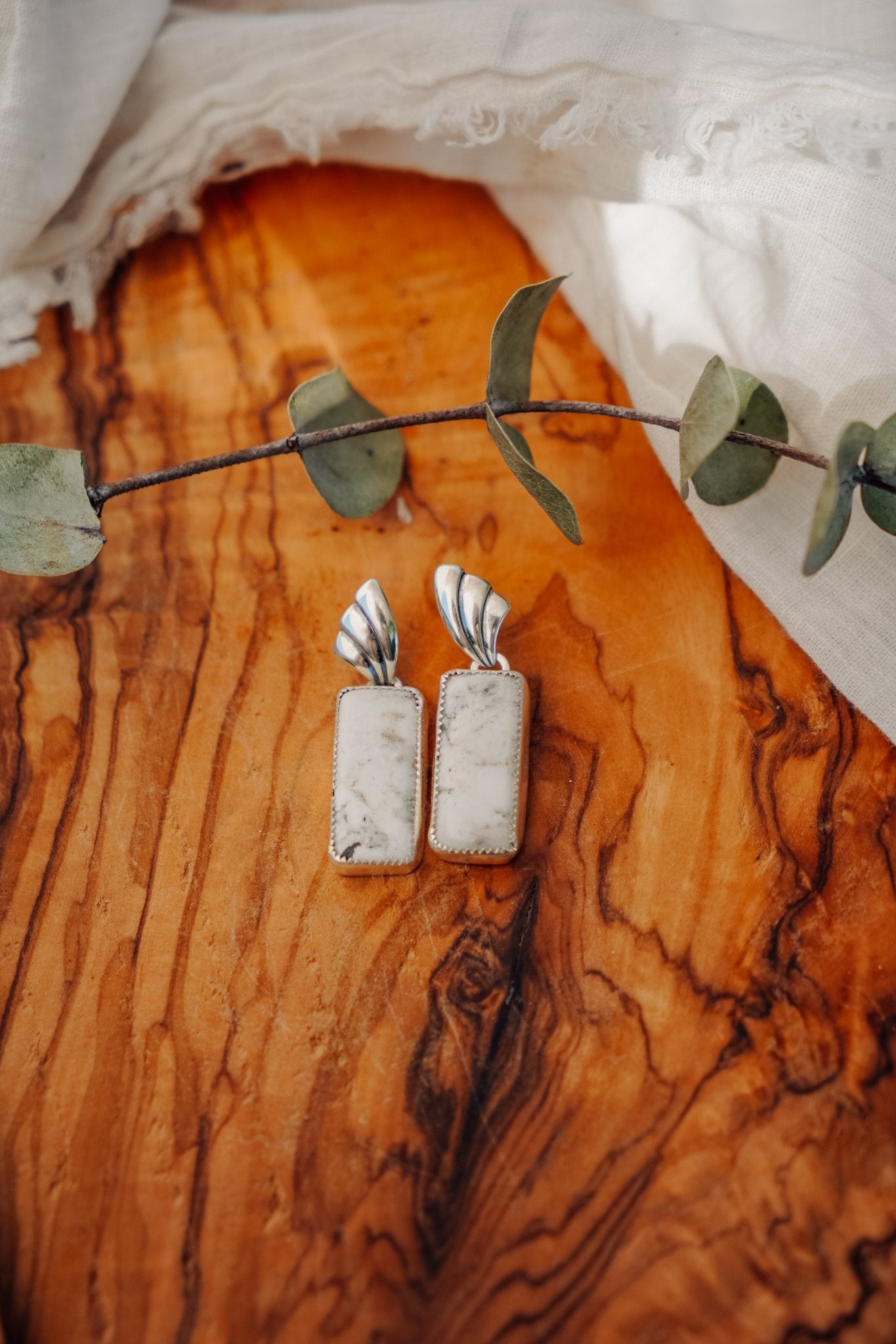 White Buffalo Earrings - Golden Road Crafted
