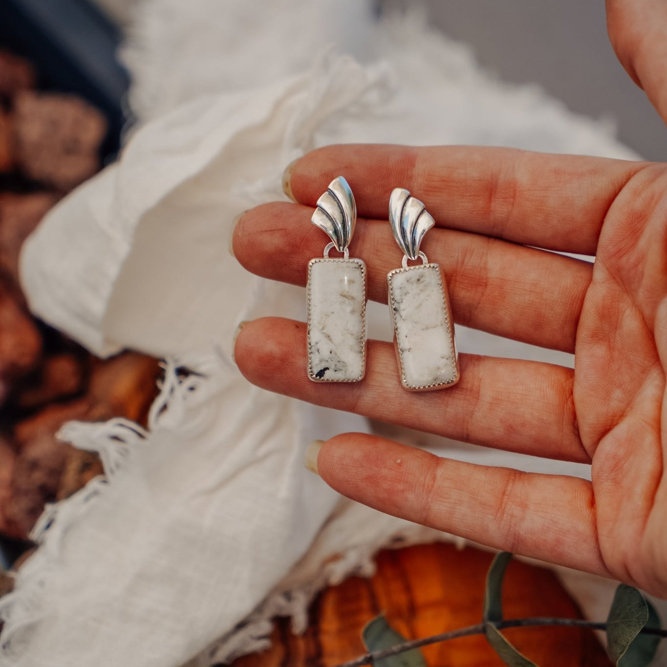White Buffalo Earrings - Golden Road Crafted