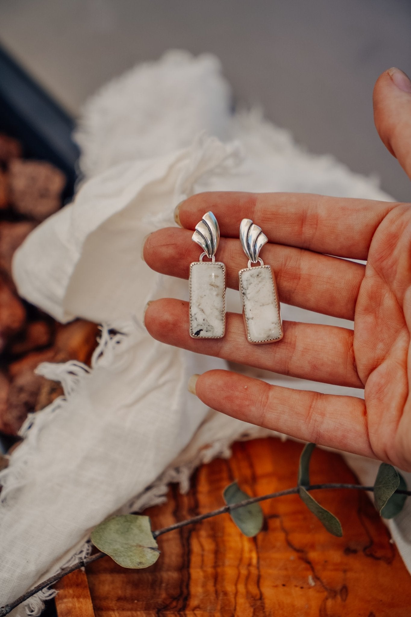 White Buffalo Earrings - Golden Road Crafted