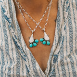 White Buffalo & Hubei Turquoise Pendant - Golden Road Crafted