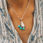 White Buffalo & Hubei Turquoise Pendant - Golden Road Crafted