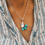 White Buffalo & Hubei Turquoise Pendant - Golden Road Crafted