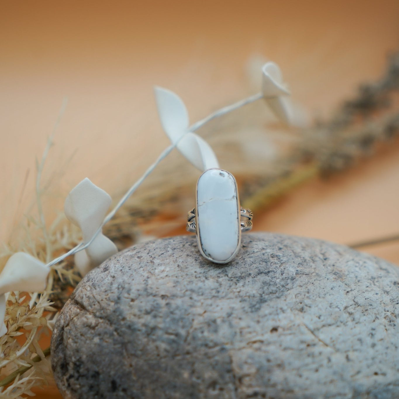 White Buffalo Ring (Size 6.25) - Golden Road Crafted
