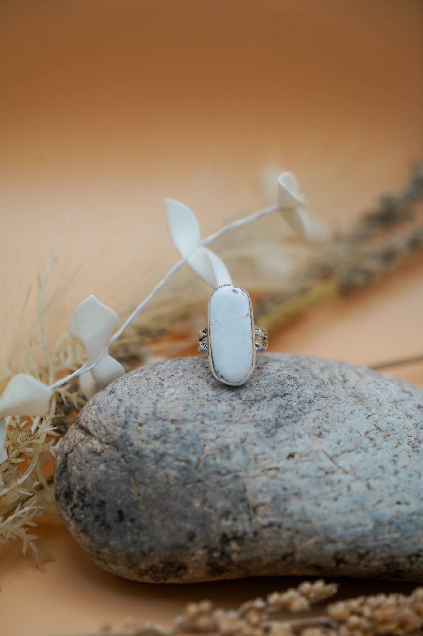 White Buffalo Ring (Size 6.25) - Golden Road Crafted