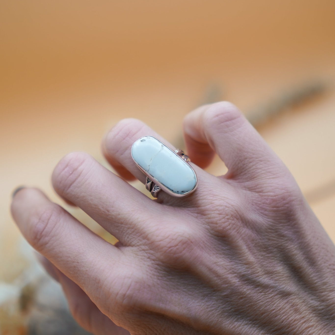 White Buffalo Ring (Size 6.25) - Golden Road Crafted